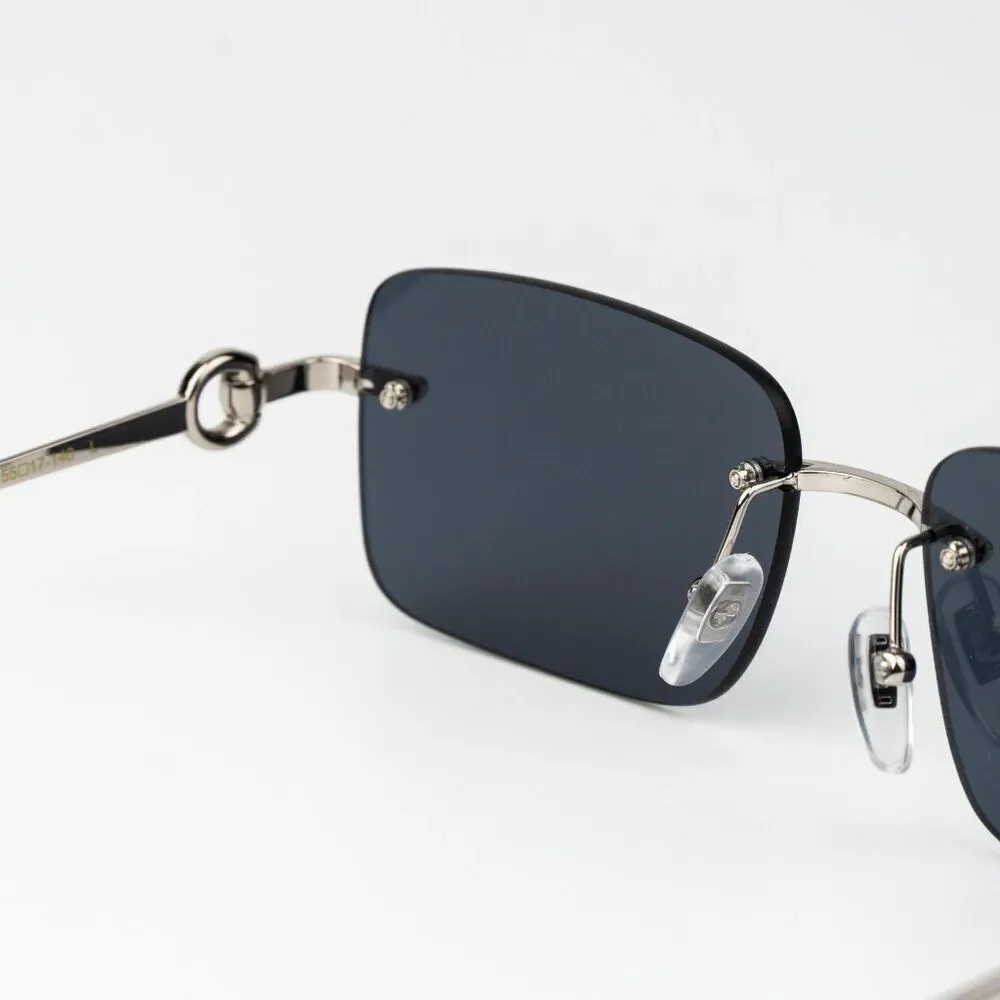 Gucci Men Sunglasses Silver Blue Rectangle GG1703S 003 BRAND NEW